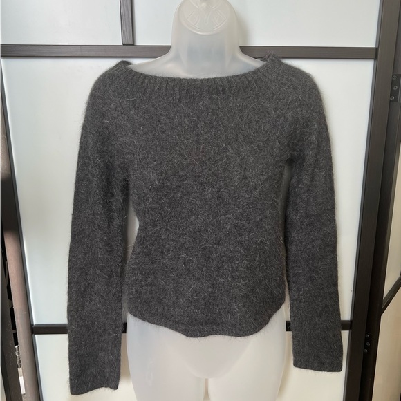Y2K Vintage Gray Wet Seal Small Sweater Angora Cropped Teddy Bear Fuzzy - Picture 1 of 5